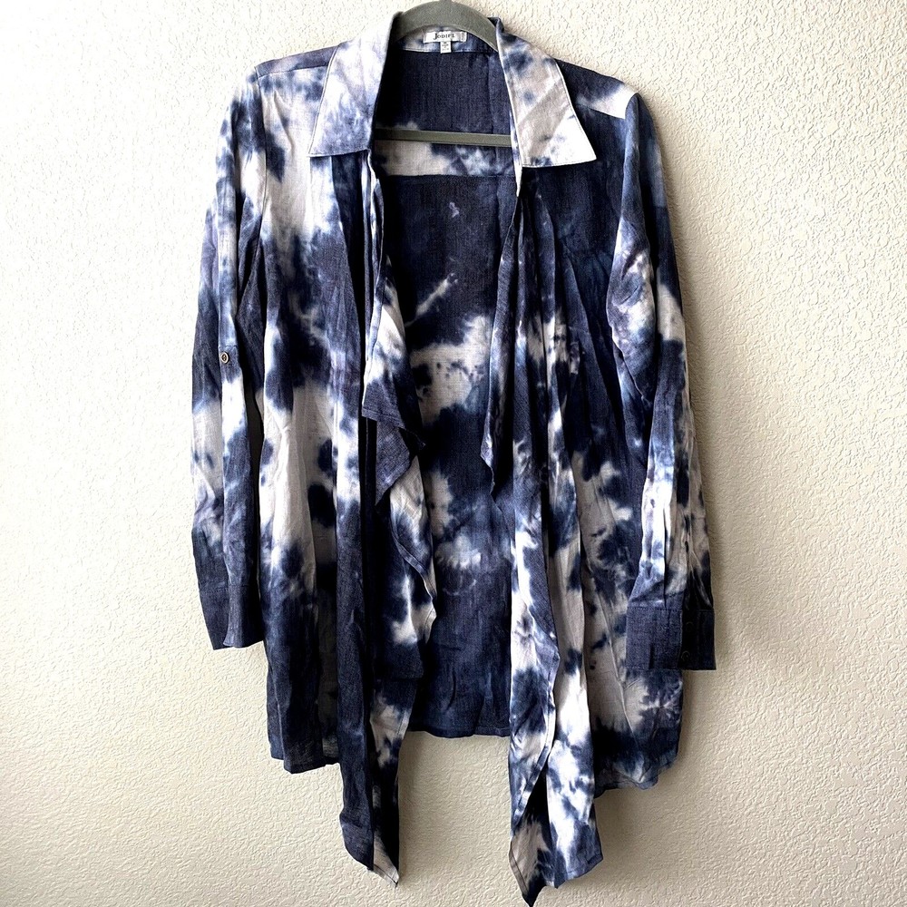 Jodifl Womens Cardigan Size M Tie Dye Open Front Water Fall J1445